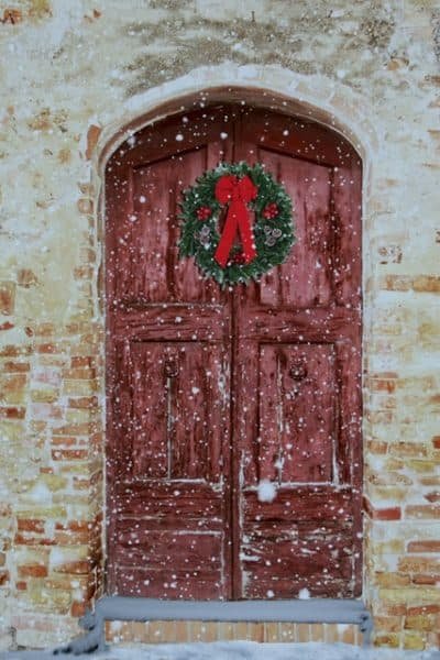 Red Door with a Wreath