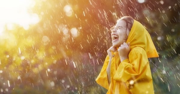 child, raincoat, rain