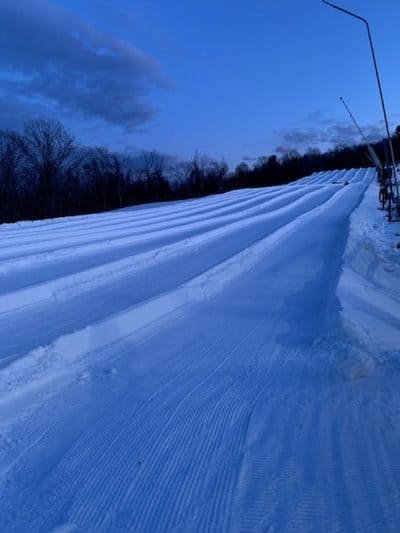 Snow, nightfall, hillside