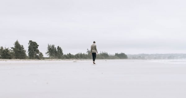 Human Standing On New Zealand Coast