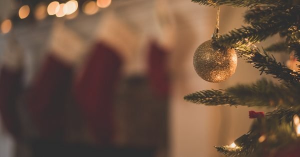 blurred background with Christmas tree image