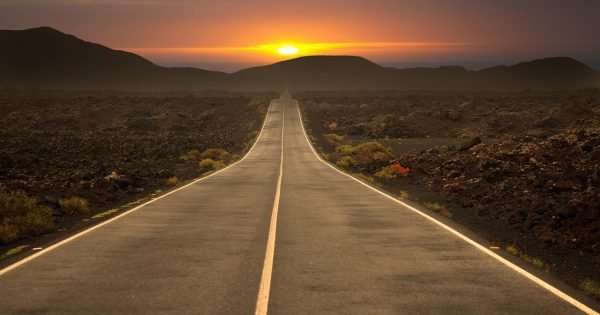empty road at sunset