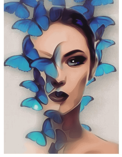 Transformation, butterflies, woman