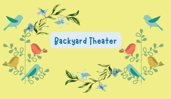 backyard theater, birds, turtles, birdfeeder, nature