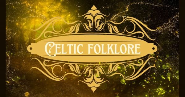 forest and fireflies with celtic folklore written