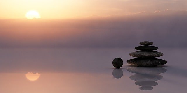 Zen, rocks on water