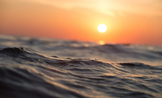 ocean waves at sunset