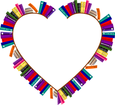 A heart made of books