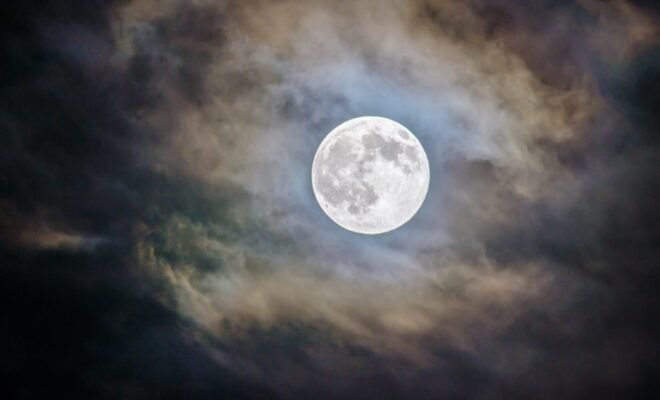 moon and cloudy night sky