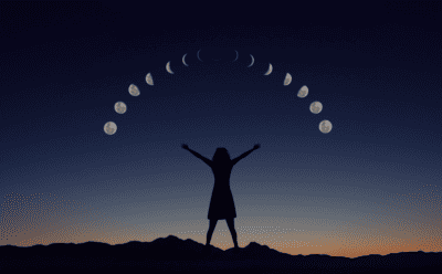 woman under moon phases