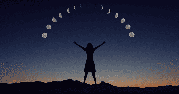 woman under moon phases