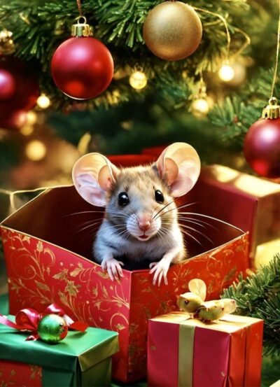 Mouse in Christmas Box
