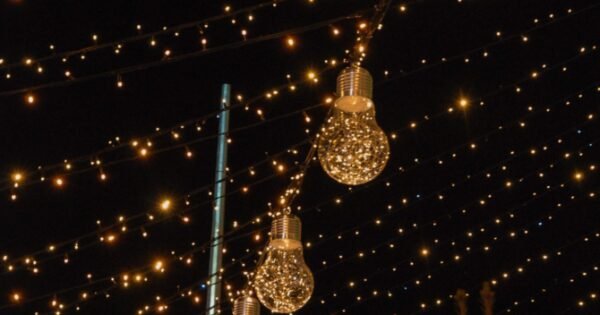 hanging Christmas lights