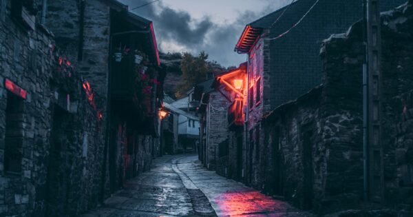 dark alley with red light