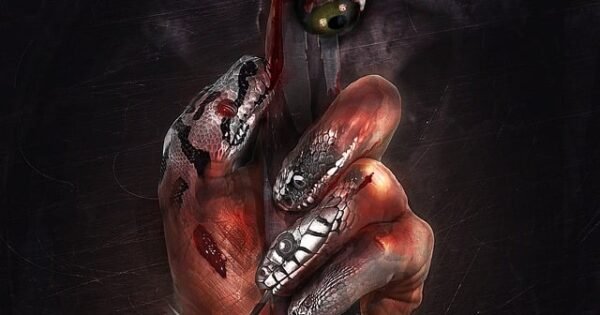 Snake hand with blood and a eye.