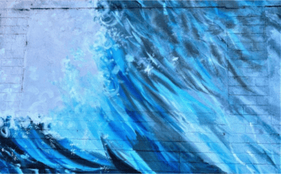 Rippling currents of water in multiple shades of blue