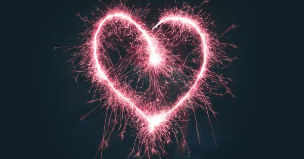 A firework display in the shape of a heart