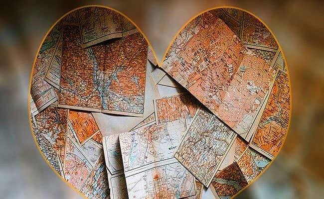 A heart shape made of maps