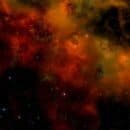 An orange and red nebula