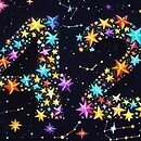 Colorful cartoon stars form the number 42 across a celestial background.