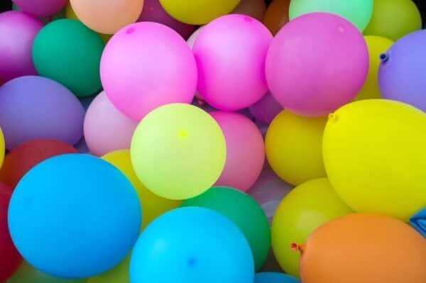 A collective bundle of colorful balloons