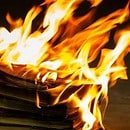 flaming books