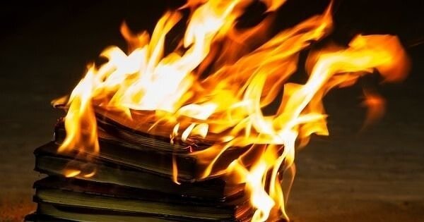 flaming books