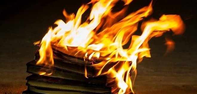 flaming books