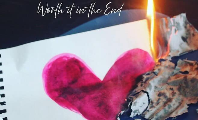 burning heart drawing