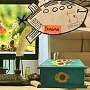 The image is a photomontage of my computer desk, a Pandora Box, and my imaginary space craft, 'ITMIMS' (Ivor's Time Machine In Micro Space)