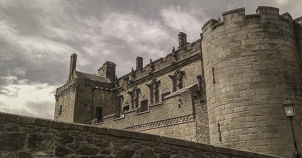 A castle among cloudy skies