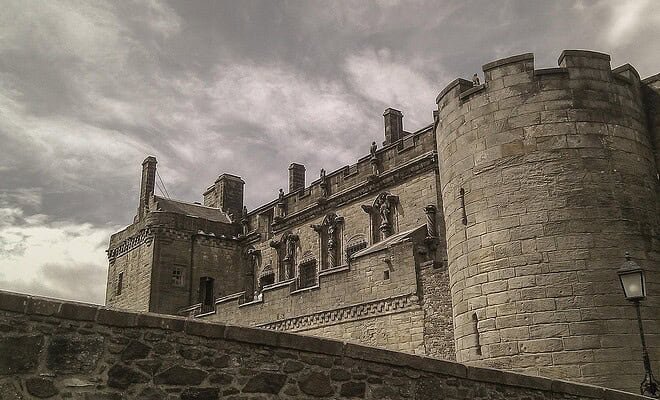 A castle among cloudy skies