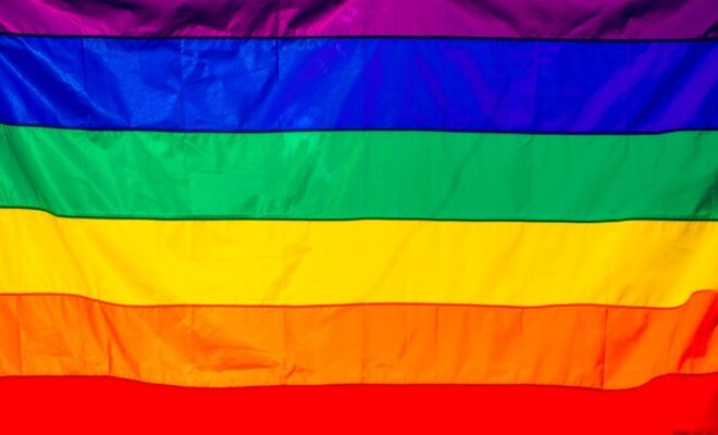 A picture of the pride flag is taking up the screen, showing the colors of a rainbow up close