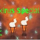 Two smoking orange goblets and bright green lettering that reads "Loxirus Special by Shannon Richards" appear across a smoky orange background dotted with purple and green stars.