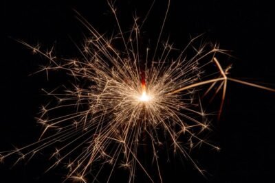 Black background with bursting fireworks