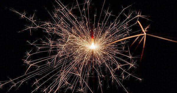 Black background with bursting fireworks